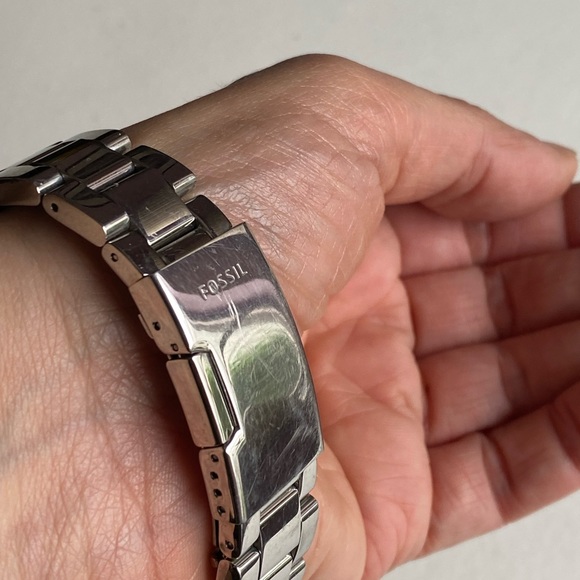 Fossil Chronograph Blue Dial Watch Unisex Round Silver Bracelet AM 4547 - Picture 7 of 9